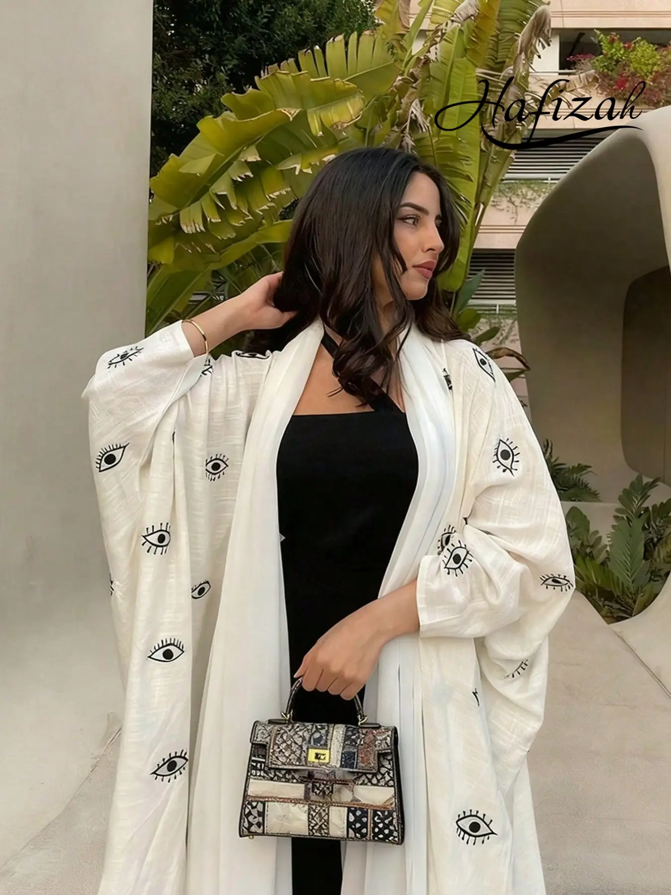 Hafizah Eye Print Long Cardigan Coat, Unique Design Outerwear, Casual Commute Loose Fit Women's Jacket, All Seasons Fashion, Womenswear, Clothes, Clothing