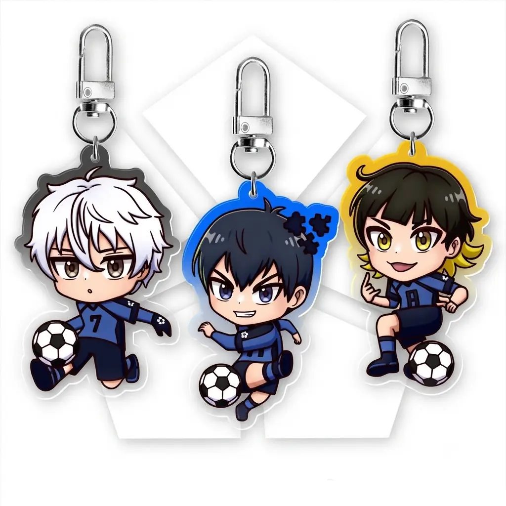 Blue Lock Bundle A Acrylic Keychains | Isagi, Nagi & Bachira Chibi Charms | Double-Sided Anime Bag Keychain | Fan-Made Gift