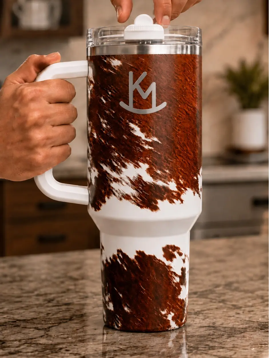 Western Music Cow Print Tumbler 40oz Tumbler