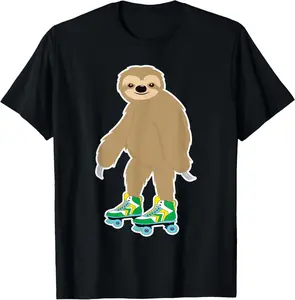 Roller Skating Sloth on Skates Clothing Outfit Gift Sloth T-Shirt