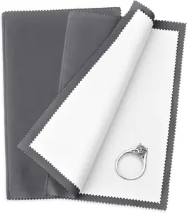 2pcs Jewelry Polishing Cleaning Cloth Large 10'' x 12'' for Sterling Silver Jewelry Gold, Diamond, Platinum, Precious Stones, Coins (Gray)