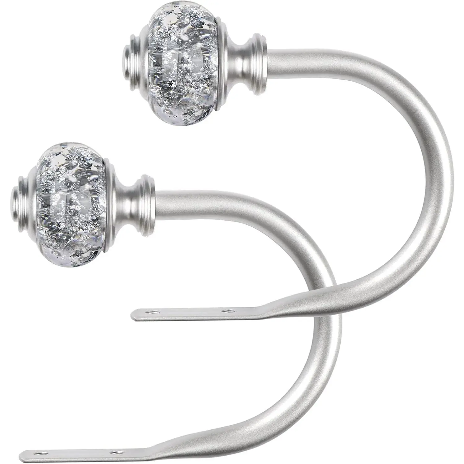 2 Pack Curtain Holdbacks,   Decorative Window Drapery Tiebacks (2 Pack/1 Pair), Curtain Tie  Hooks for Wall with Translucent Finials (4.3" L x 3.4" W)