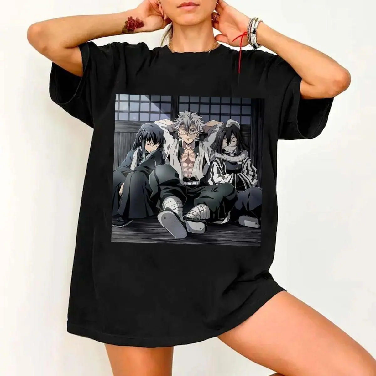Sanemi Shinazugawa Demon Slayer Anime T-Shirt, Wind Hashira Manga Story Graphic Tee, Kimetsu no Yaiba Anime Streetwear Shirt