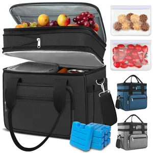 Coobiiya 23L Large Capacity Expandable Insulated and Cooler Lunch Box for Men with 4 Ice packs&2 Snack Bags for lunch box Adult/Women/Work/Picnic/Camping lunch bag Dealsforyoudays Outdoorfun Travel Essentials TikTokShopBacktoSchool