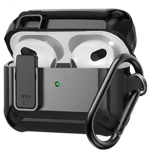 Rugged Case With Secure Lock Clip for AirPods 3rd Gen with Keychain