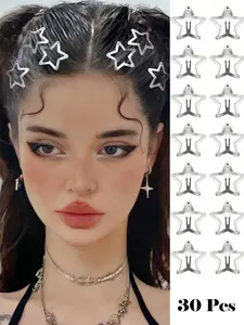 Y2K Hollow Out Star Design Snap Clip, 30pcs Cute Y2K Hair Clips, Sweet and Cute Hair Accessories for Women and Girls Hairstyle Use