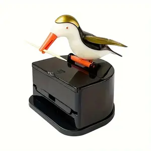 Woodpecker Automatic Toothpick Dispenser, One-Touch Press & Pop Design, Durable Abs Resin, Base, / Bird Decor
