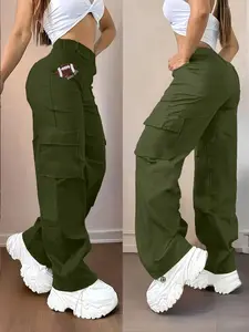 Women's casual cargo pants – medium stretch, high-waisted design with practical pockets.
