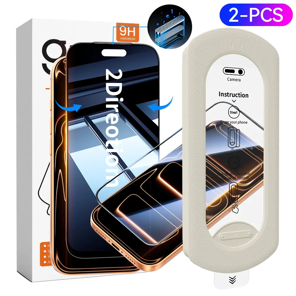 XOZOLY [2-Pack] Privacy Screen Protector for Smartphone, Handheld, Cellphone Devices - High-Definition, Shatterproof Tempered Glass with Accessories