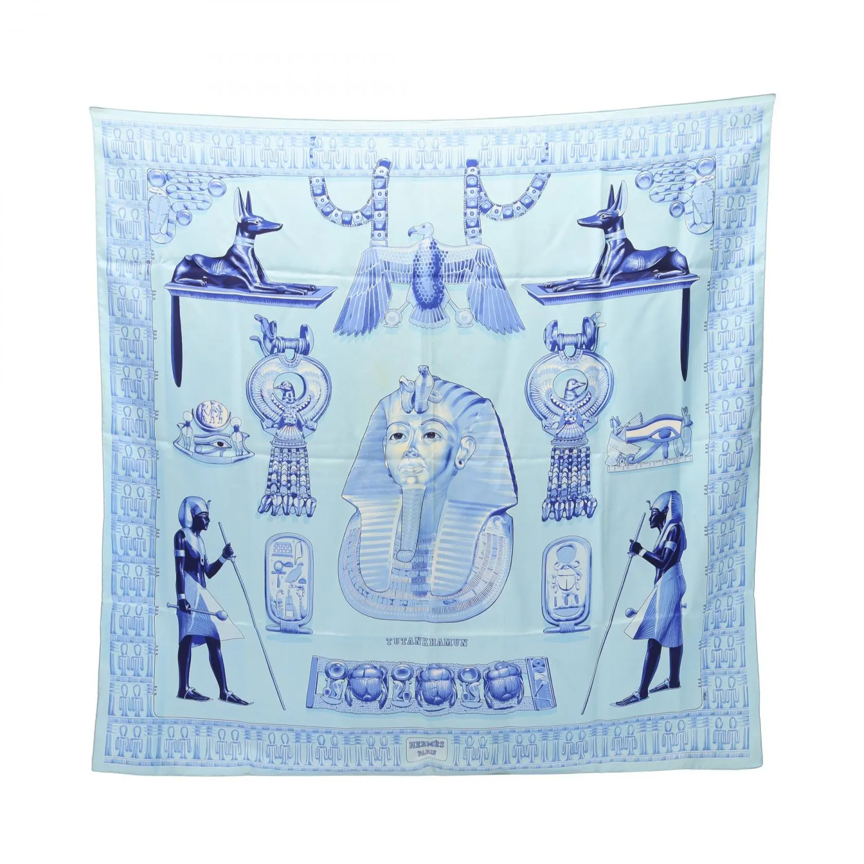 Pre-owned HERMÈS Silk Small Leather Goods Hermes Carre90 TUTANKHAMUN scarf
