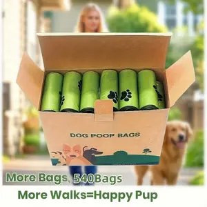 540bags Dog poop cleaning bags - thickened 1.1 microns, leak-proof and odor-resistant, perfect for pet cleaning and outdoor walks. Scented garbage bags - ideal for pet cleaning supplies, cat litter cleaning