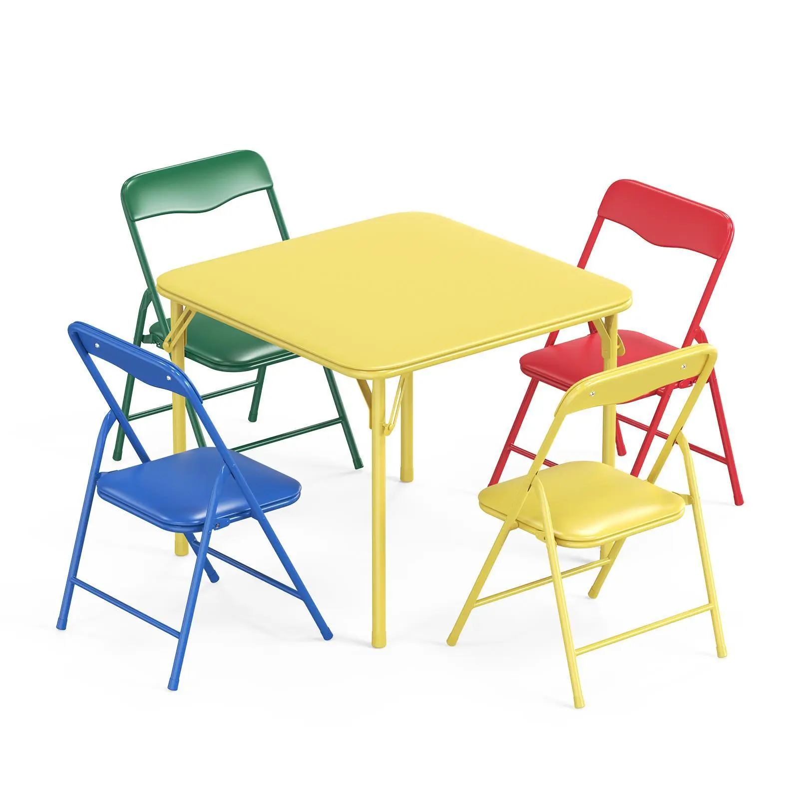 JOYMOR 5-Piece Kids Folding Table and Chairs Set, Metal Frame Children's Activity Set with Easy-Fold Design, Kids Table and Chairs for Playroom & Classroom tiktokshopbacktoschool