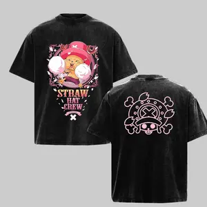 Tony Tony Chopper Anime Vintage Washed Tee Cute Graphic Oversize Heavyweight Cotton T-shirt Unisex Gift For Pirate Manga Fan Y2K Fashion - Straw Hat Crew Doctor