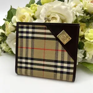 Pre-owned BURBERRY Leather Mini Bags Check Kiss Lock Wallet bb6510bb