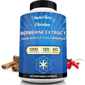 Nutrivein Premium Berberine 1200mg Plus Organic Ceylon Cinnamon - 120 Capsules - Supplement Supports for Immune System, Weight Management
