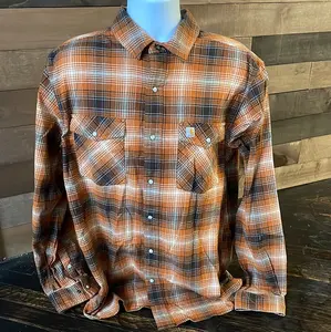 Final Sale✨ Carhartt Rugged Flex  Flannel Long Sleeve Spice Plaid Shirt
