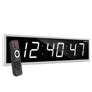 Ivation Huge 48" Inch Large Big Oversized Digital LED Clock with Stopwatch, Alarms, Countdown Timer & Temp - Shelf or Wall Mount (Red) | 6-Level Brightness, Mounting Holes & Hardware