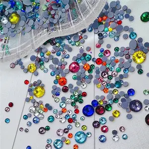 Round Flat Back Glass Rhinestone Mixed Sizes  Colors Nail Diamonds Phone Case DIY Accessories Clothes Decoration