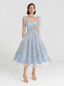 LikeMyChoice 2026 Sweetheart Neck Floral Embroidered Dress | Pink Tulle Midi Breathable Embroidery LikeMyChoice 2026 Sweetheart Neck Floral Embroidered Dress | Pink Tulle Midi Breathable Embroidery