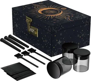 Large Bamboo Box with Combination Lock, Wooden Printed Decorative Storage Box, Stash Storage Lock Box as Great Gift Choice, Lockable Keepsake Box for Storage Trinkets, Coffee Beans, Tea etc(Sun&Moon)