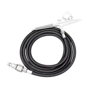 6 Foot Braided Air Hose, Standard 1/8 Inch Interface, 1/4 Inch Bsp Fitting, Universal American Quick Connect Plug
