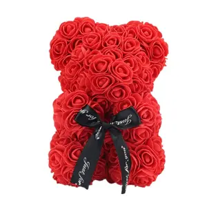 Rose Bear Red - Rose Teddy Bear Rose Bears for Valentines Rose Bear Teddy Bear Artificial Rose Bear,Rose Bears Everlasting Flower for Window Display,Anniversary Christmas Valentines Gift