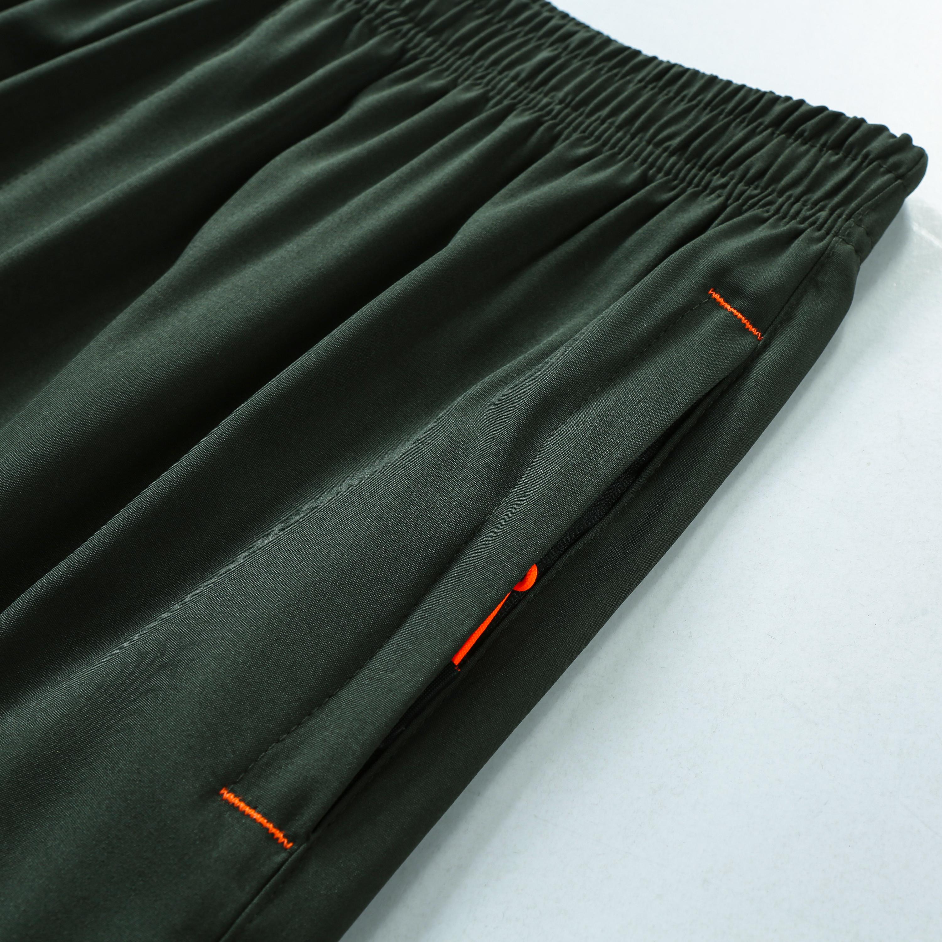 6-piece set: men’s zip-pocket shorts; summer ice-silk beach shorts; ice-feel quick-dry sports casual pants; lightweight basketball shorts; plus-size men’s clothing with reflective strip design; menswear; plain trousers; suitable for running and fitness. b