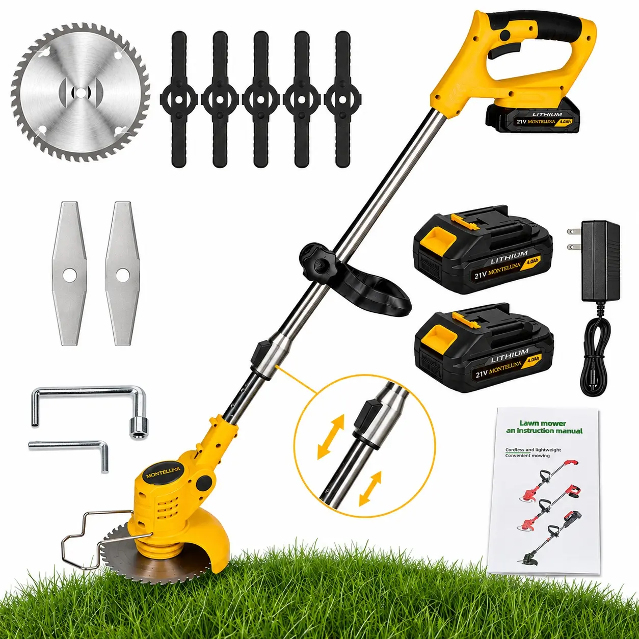 Cordless String Trimmer & Lawn Edger, Outdoor Gadgets, Lawn Care Equipment with Dual Batteries, Long Runtime, Portable Storage, Quiet Oil-Free Ultra-Light Body, Sharp Blades - For Garden Use, Great Gift for Dads-Husbands, Dad Gifts, Yard