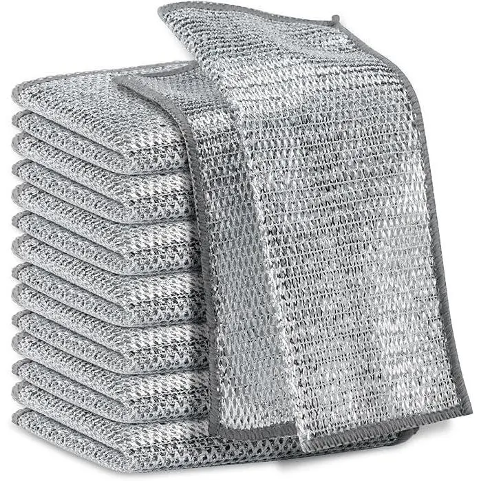 10PCS   Non-Scratch   Steel Wool Dishcloth Set - Durable Multi-Purpose Wire Cleaning Pads, Home Cleaning Supplies for Kitchen, Bathroom Use Reusable  Non-Scratch   Dishwashing Rags  Kitchen   towel