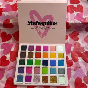 Munequitas Creations by Sarahi Beltran LLC Eyeshadow Palette 30 Colors with Unique Names & Shades Makeup pink