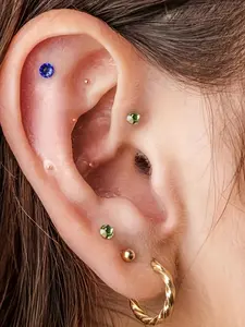 Colorful Crystal Ear Studs Transparent Earring Plugs for Stress Relief & Healing, Casual Style All Seasons Accessory