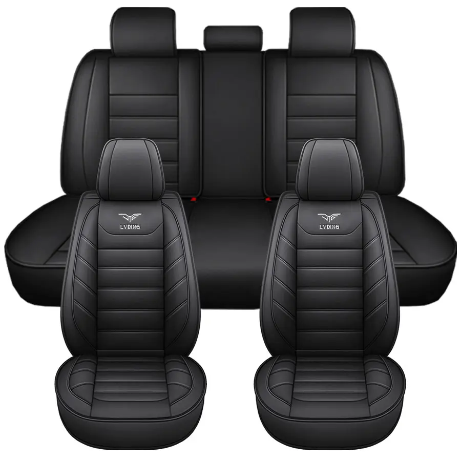 Faux Leather Automotive Seat Covers - Universal-Fit Car Seat Accessories, All-Season, Durable, Comfortable, Easy-to-Clean for Trucks, Front & Rear/Back Use, Seat Covers For Trucks