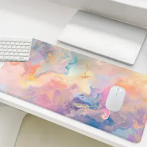 Dream Marble Pattern Mouse Pad, Rectangle Gaming Mouse Pad, Non-Slip Rubber Base Stitched Edge Desk Pad for Desk Laptop Desktop, Gaming Mousepad