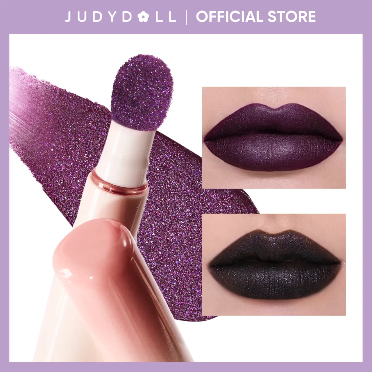 JUDYDOLL Cushion Lip Powder Cream, Cushion Matte Lock Lip Cream, Halloween Makeup, Blur, Mousse, Lipstick, Hydrating, Soft Velvet Matte Lip & Cheek, Smooth Lip Mud, Waterproof, Long-Lasting, Shimmer, Not Easy To Fade, Non-Stick Cup, Cosmetic