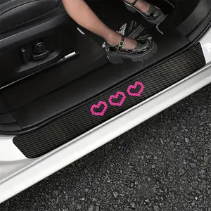 Car Door Sill Protective Sticker, Pink Heart Shaped Car Door Sill Strip, Waterproof Car Door Threshold Strip, Universal Car Exterior Accessories
