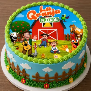 Farm Theme Edible sheet 8 Inch Round Colorful Wafer Paper with Fun Cartoon Design for Birthday Cakes Cupcakes Cookies and Party Treats