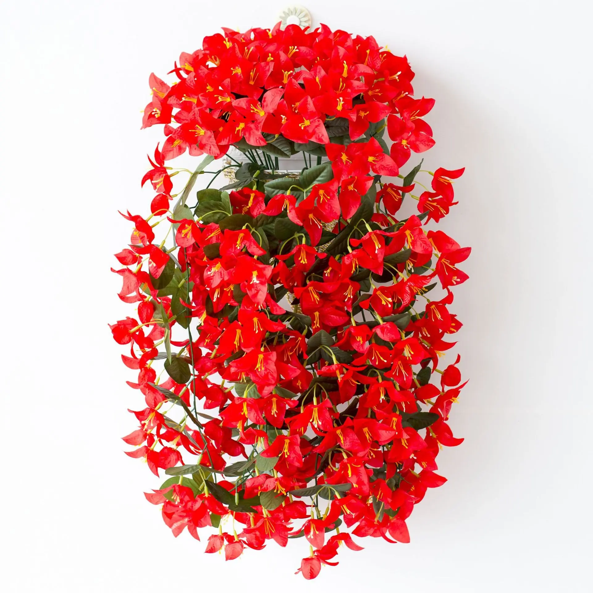 2 Pcs Faux Bougainvillea Hanging Plant, UV Resistant Artificial Flowers, Fake Flowers Outdoor, Realistic Plastic Silk Vines for Outdoor Spring Decor