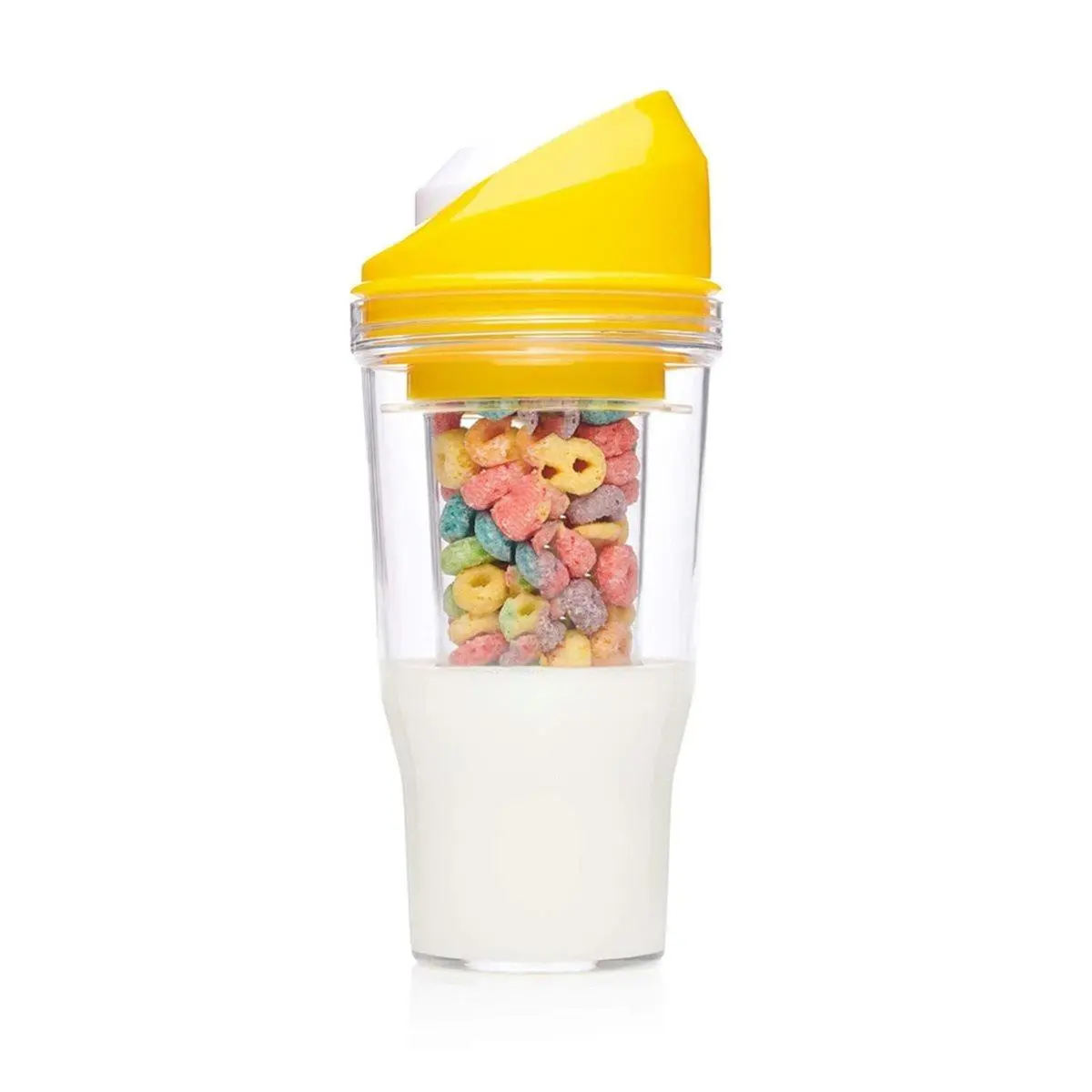 Portable Plastic Cup to Go Cereal and Milk Container No Spoon or Bowl Required for Breakfast Easy to Carry A