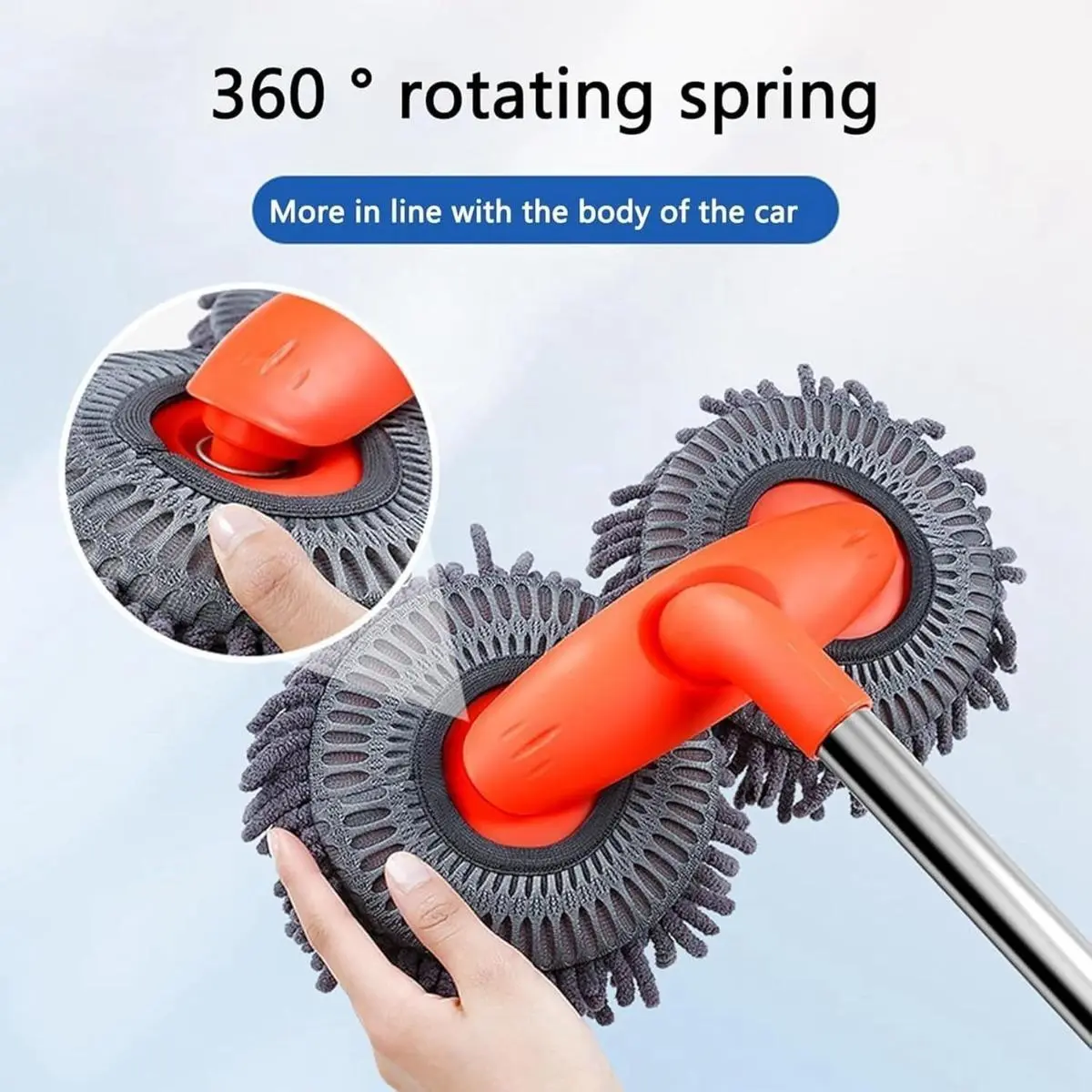 Retractable Double Head Car Wash Brush 360° Rotating Long Handle Car Cleaning Kit Brush Chenille Microfiber Car Wash Mop Not Hurt Paint Scratch Free