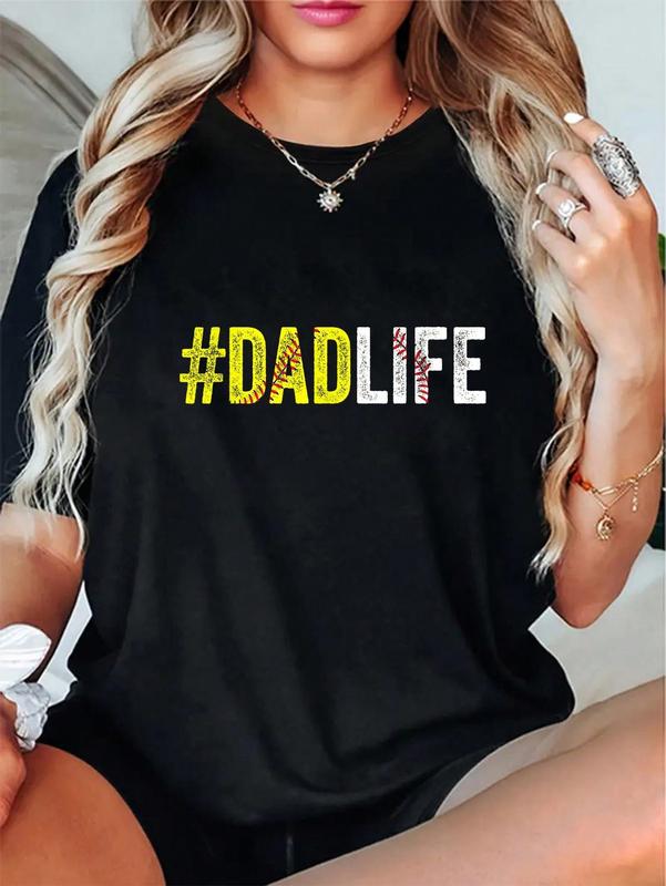 100% Cotton Dad Life Softball Daddy Baseball Sports Lover Father's Day T-Shirt