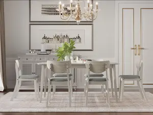 Favorer Easton 7-Piece Dining Set, Antique Gray+Gray/Brown+Gray - Stylish Design