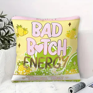 Bad Bitch Energy Pattern Throw Pillow,Fun Fruit Snack Print Cushion,Y2K Aesthetic Accent Pillow with Pillow Core,Soft Square Accent Pillow for Couch Bed Dorm,Trendy Aesthetic Pillow for Women Girls,Perfect Gift for Sassy Style Lovers
