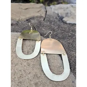 Smooth Double U Brass Earrings
