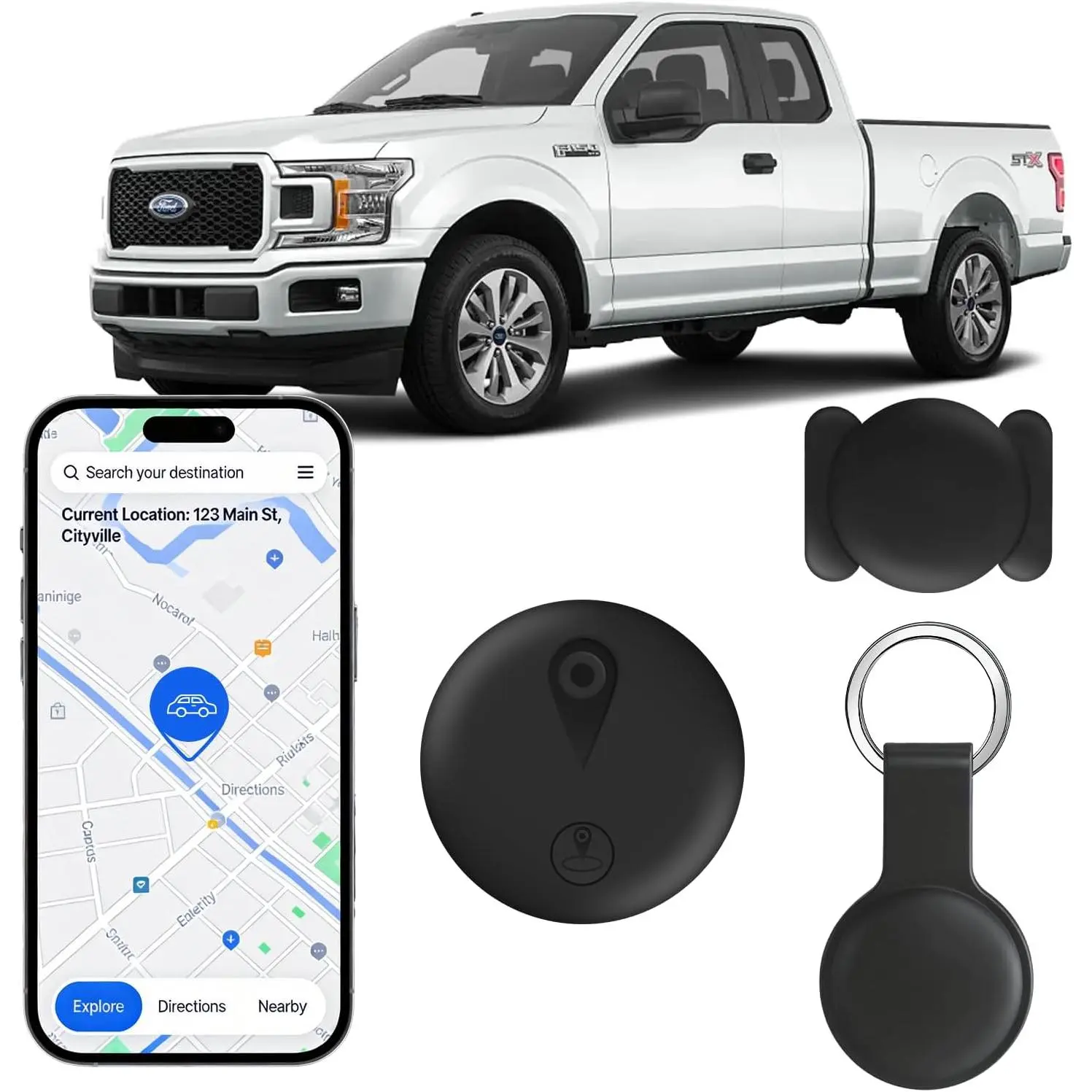 3 Pack GPS Tracker for Vehicles,Bluetooth GPS Tracker Compatible with Apple, Magnetic Smart Tag with Sound Reminder, Wireless Item Finder for Keys Pets Bags, Black, Includes Magnetic Case