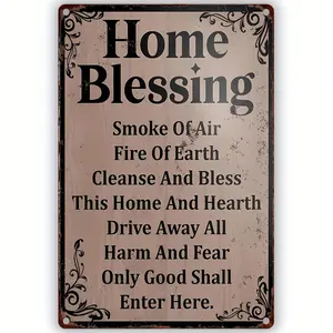 "Family Blessings" Vintage Metal Signs: Wicca, Witchcraft, Halloween, Gothic Wall Art (8 "x 12"/ 20 cm x 30 cm)