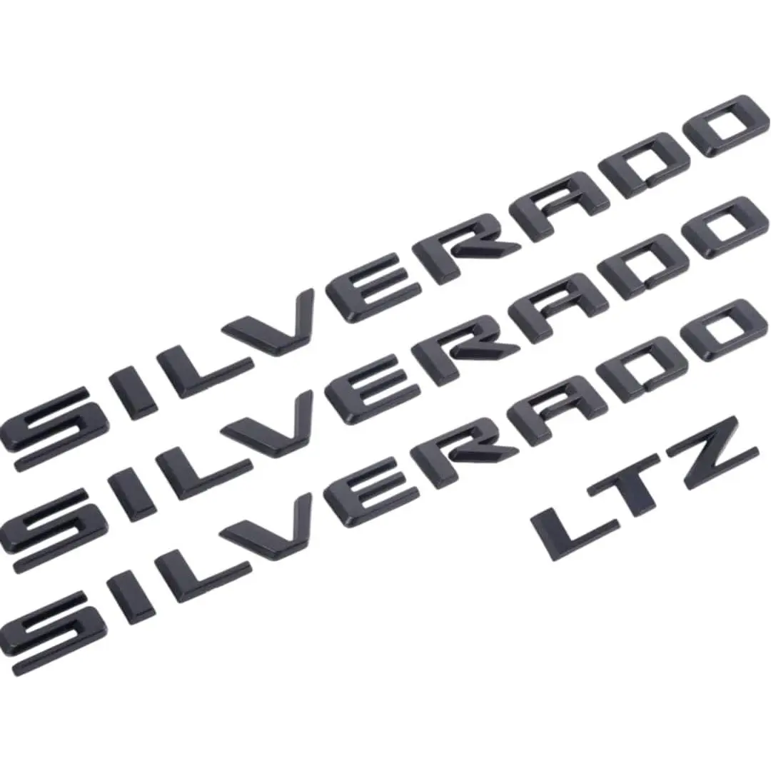 4pack for Silverado Plus LTZ Emblems 2019-2025 3D Letters Badges Compatible with Silverado (Gloss Black)