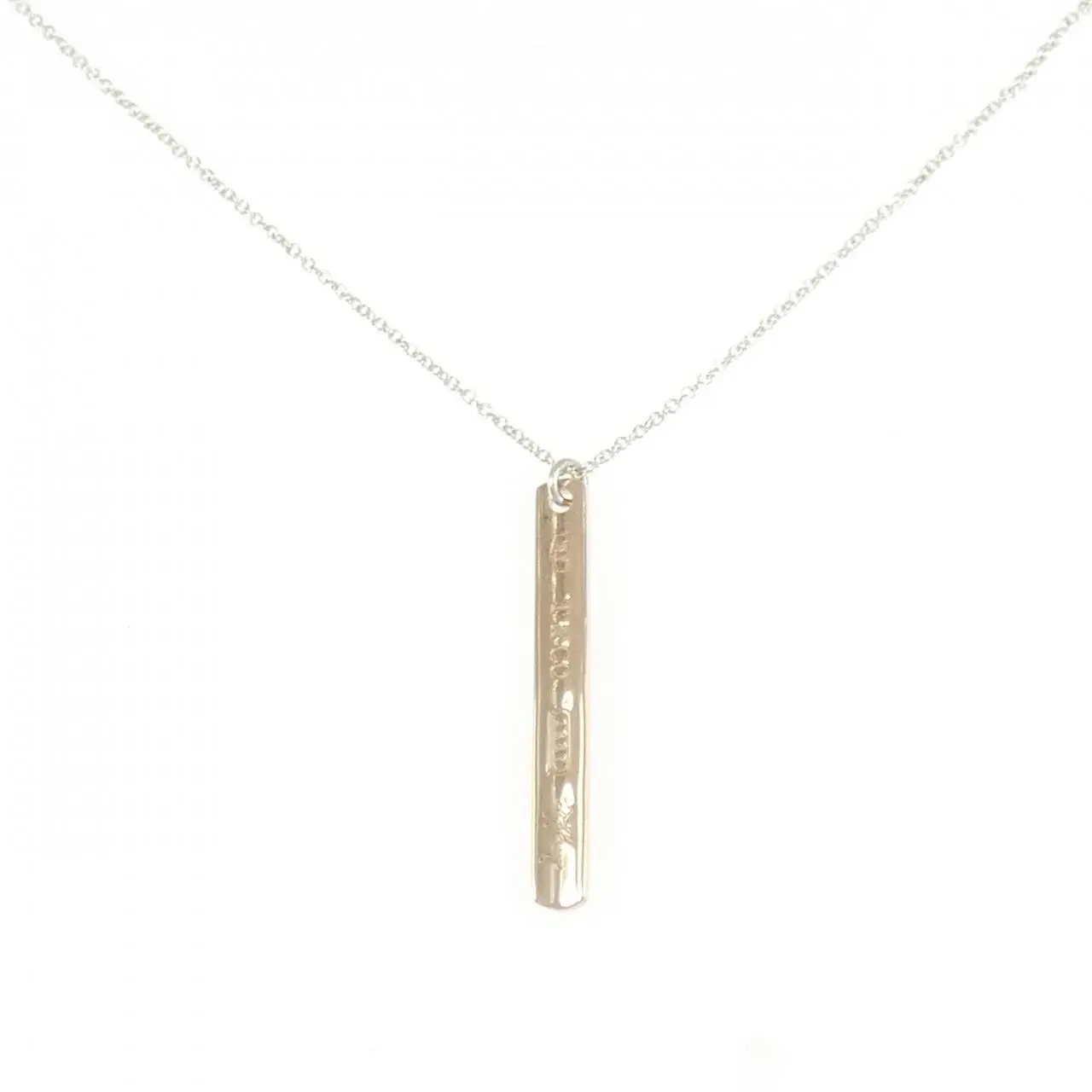 Pre-owned Tiffany & Co. Sterling Silver 925 (Ag925) Small Leather Goods Tiffany 1837 Bar Rubedo 925 Silver Necklace