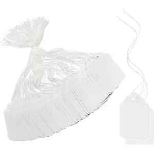 200 count Marking Tags White Lace Price Tags, Marking Strung Blank Price Tags Writable Labels Display Tags with Hanging String, Display Tags for Clothing  Arts Crafts 1.9 x 1.2 Inches
