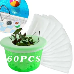 YOLAAH 60PCS Pool Skimmer Socks Above Ground and Inground Pool, Pool Skimmer Basket Nets, Ultra Fine Mesh Screen Pool Filter Socks for Pool Skimmer Basket