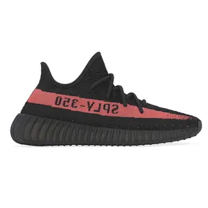 adidas Mens Yeezy Boost 350 V2 Lace Up Sneakers Shoes Casual - Black, Red